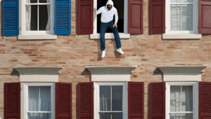 Das Bild zeigt einen Hacker im Beispiel mit den Fenstern, wie er durch ein offenes Fenster in ein Unternehmen einsteigt, dass quasi eine Sicherheitslücke noch offen hat.